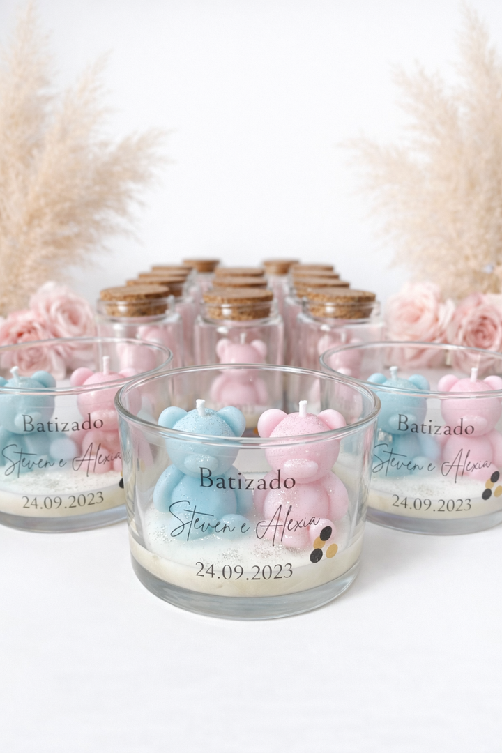 Bougie ourson personnalisée - 2 oursons